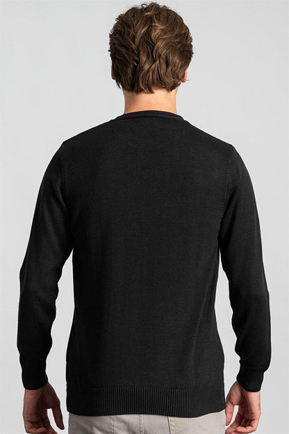 Slim Fit Crew Neck Men's Black Sweater