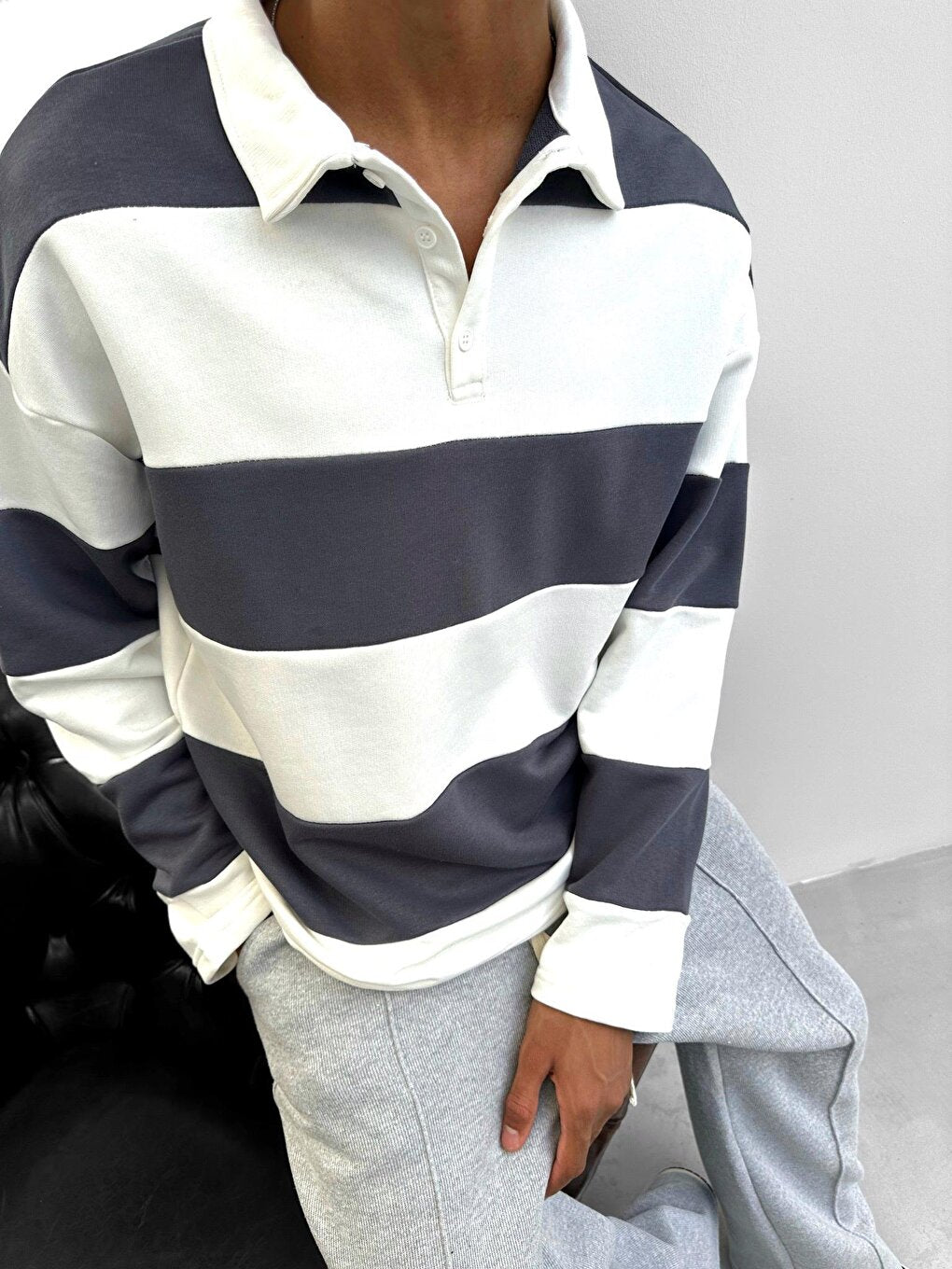 Oversize Striped Sweatshirt Smoked