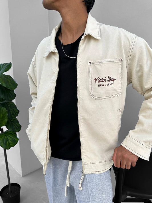 Oversize Denim Jacket Beige