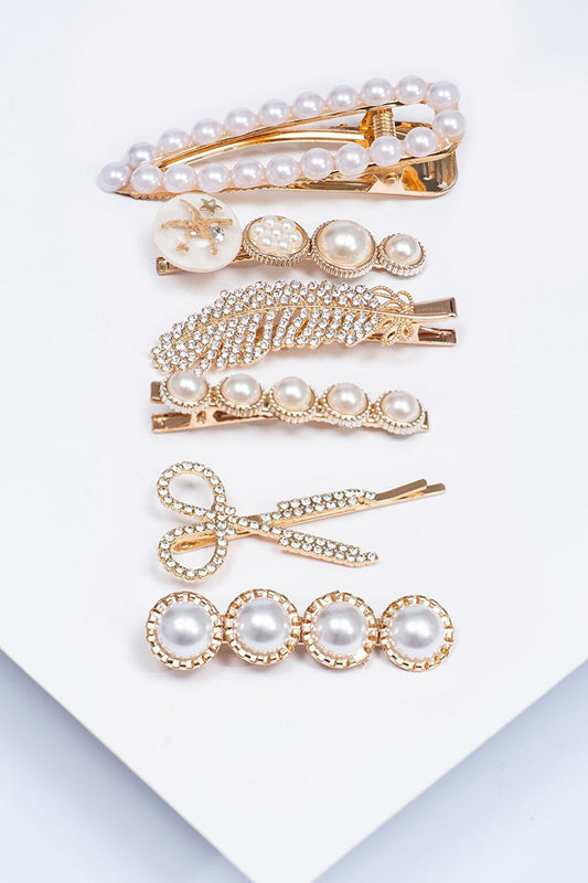 Vintage Pearl Themed 6-Piece Hairpin Set