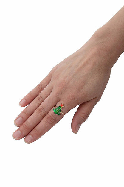 Christmas Christmas Ring Set Pine Tree Adjustable Ring PACK OF 2