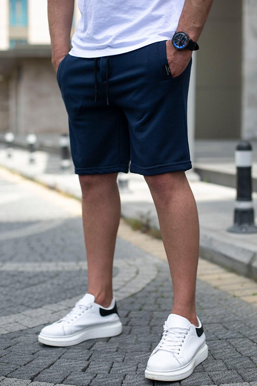 Navy Blue Men's Regular Fit Shorts 4842