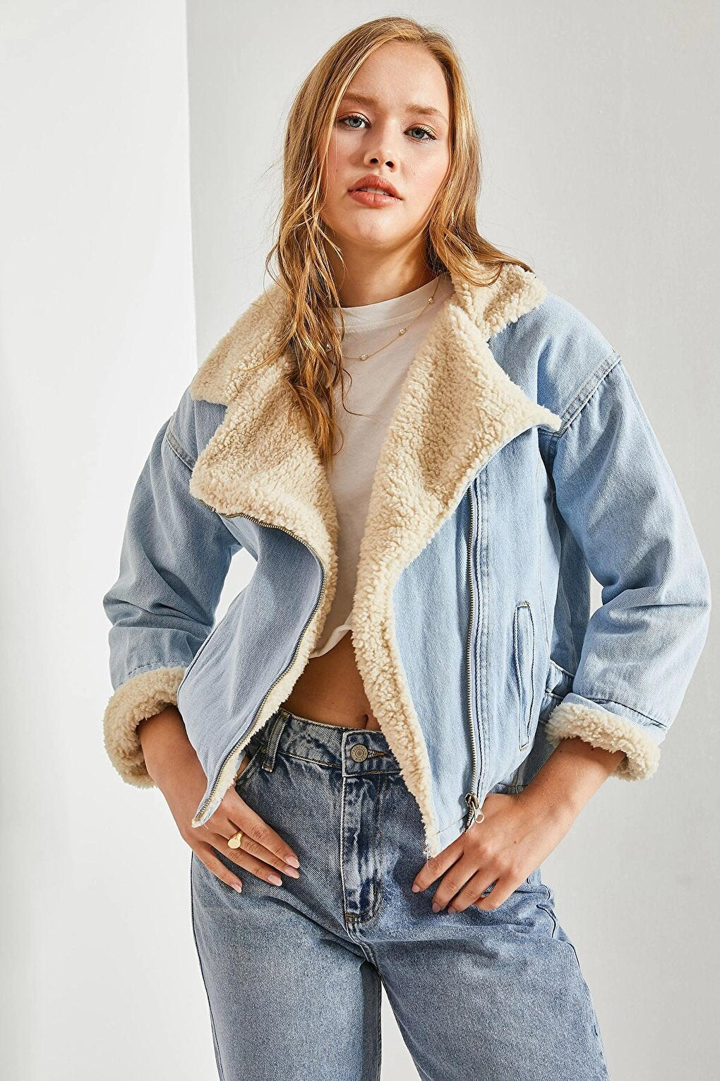 Women's Fur Lined Denim Jacket