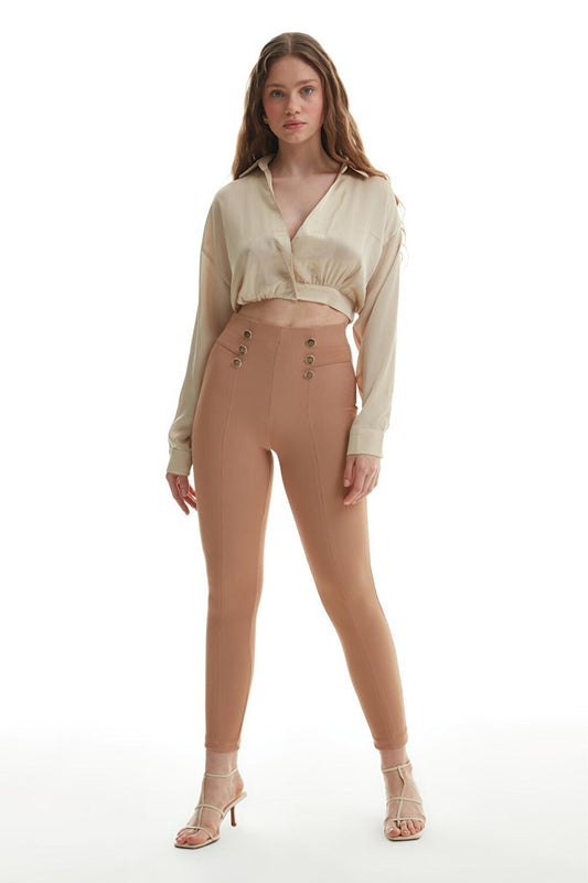 Stoned Buttoned Tights Camel