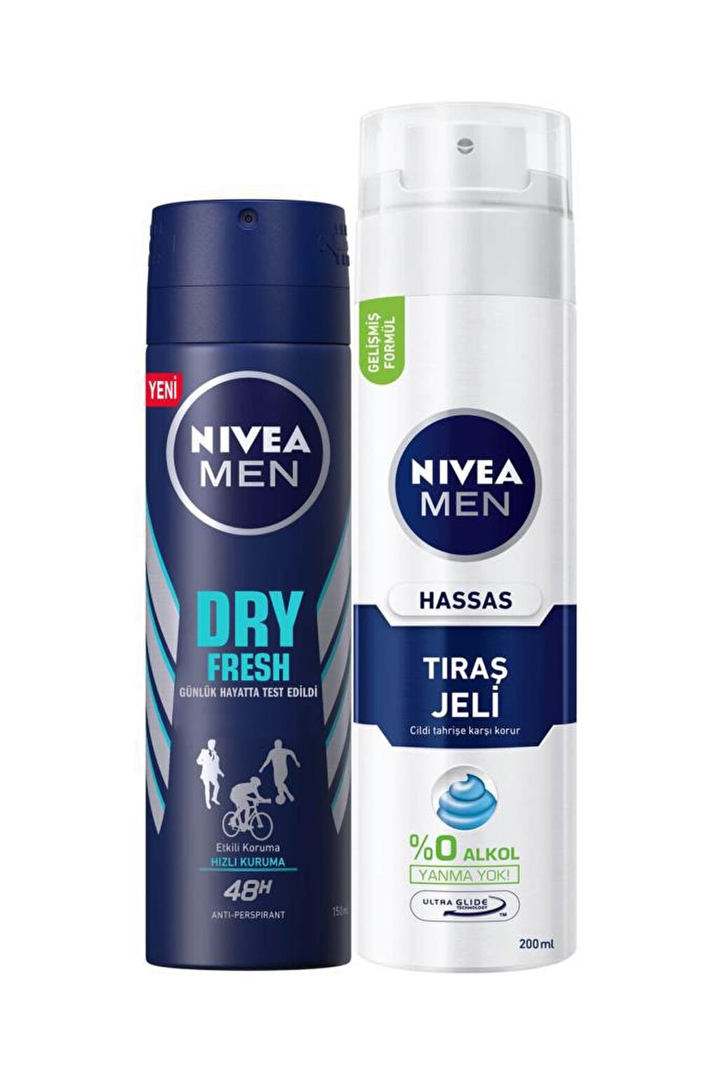 Dry Fresh Men's Deodorant Spray 150 ml + Shaving Gel 200 ml for Sensitive Skin