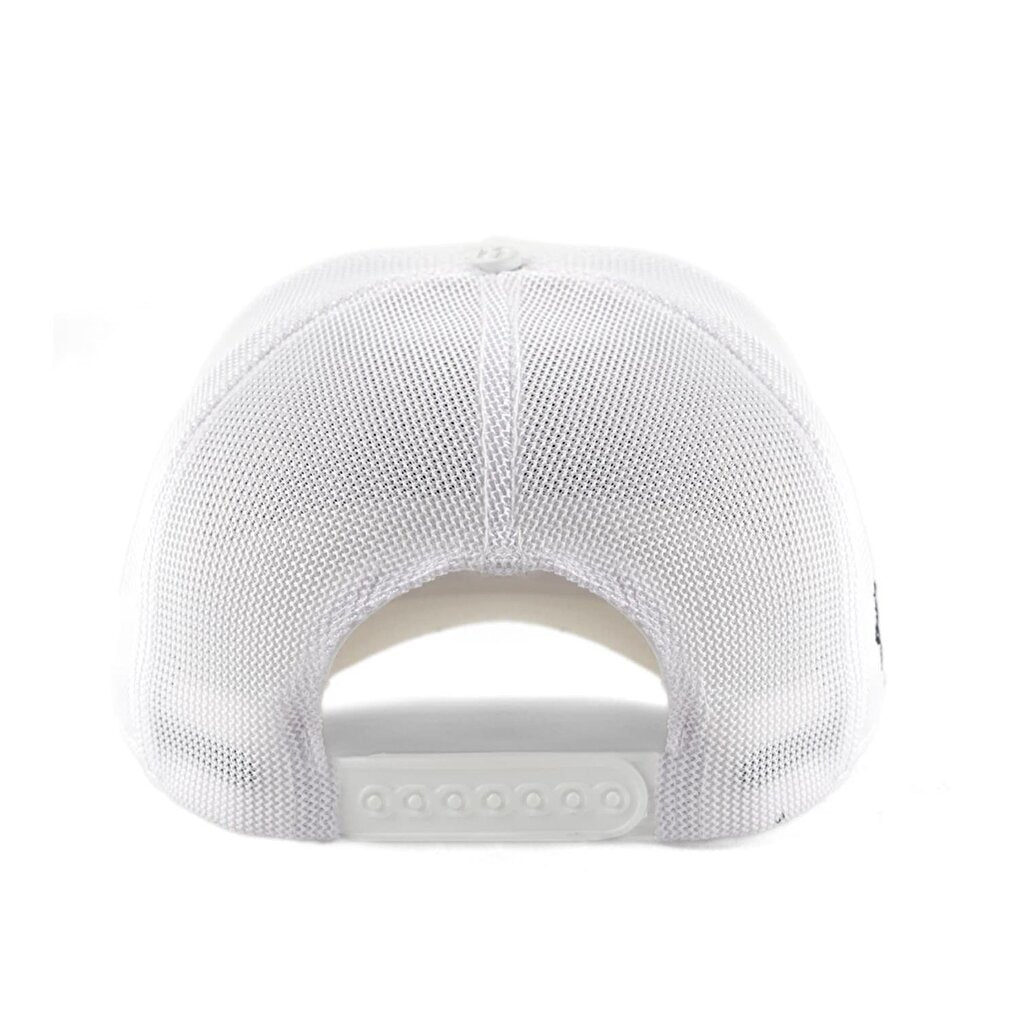 V1 Trucker Lion - Unisex White Hat (Cap) with 7 Code Logo