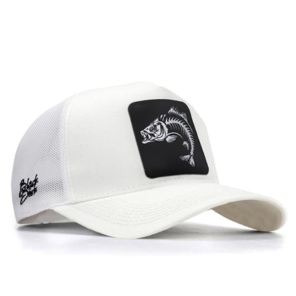 V1 Trucker Fish - 1 Unisex White Hat (Cap) with Code Logo