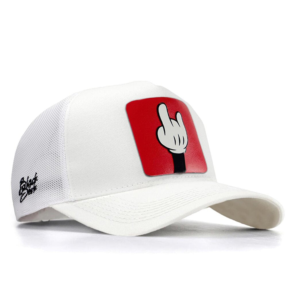 V1 Trucker Finger - 1 Unisex White Hat (Cap) with Code Logo