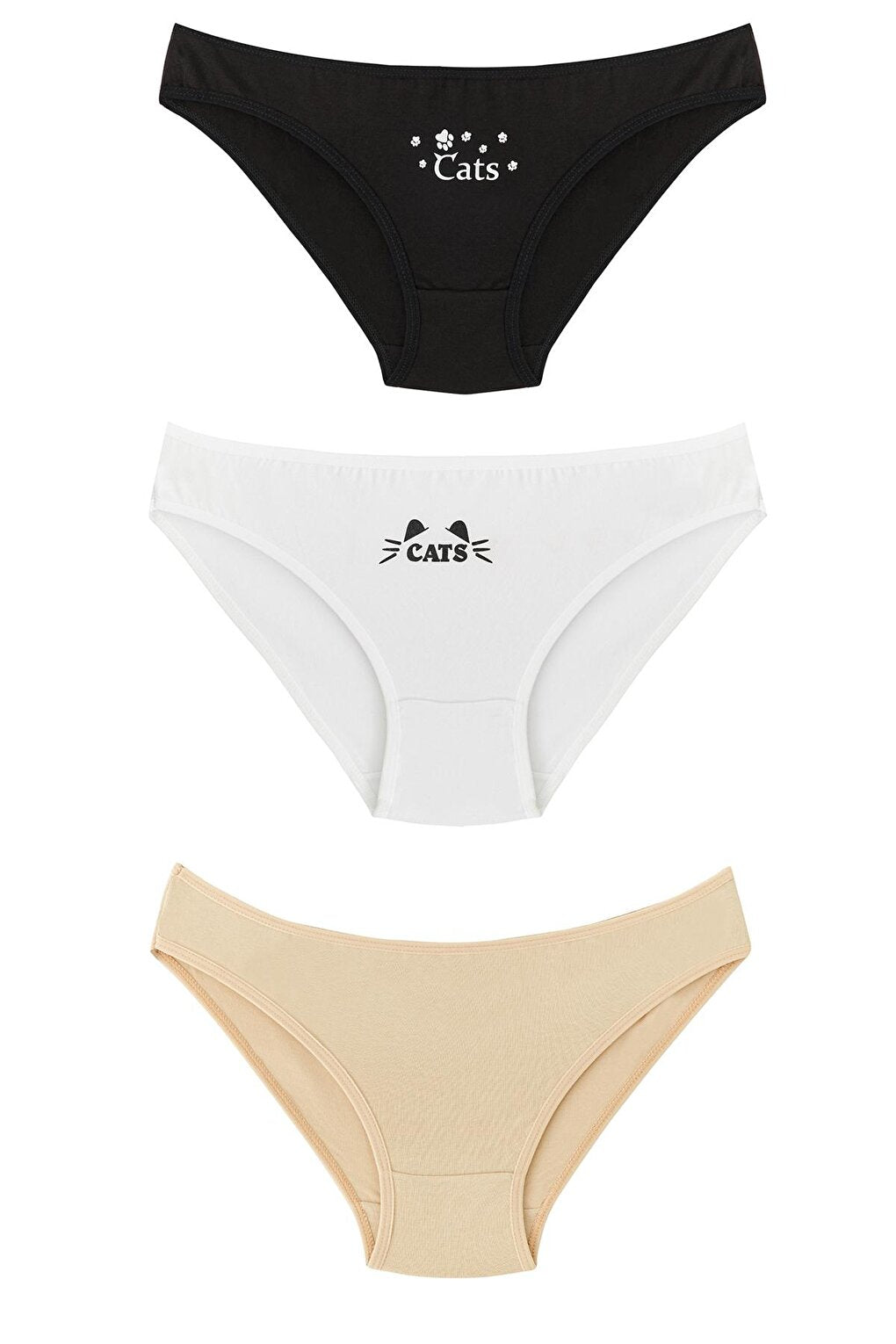 Women's White CATS 3-Piece Panties 209