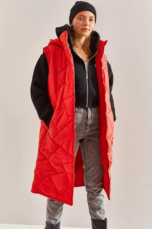 Women's Hooded Long Puffer Vest