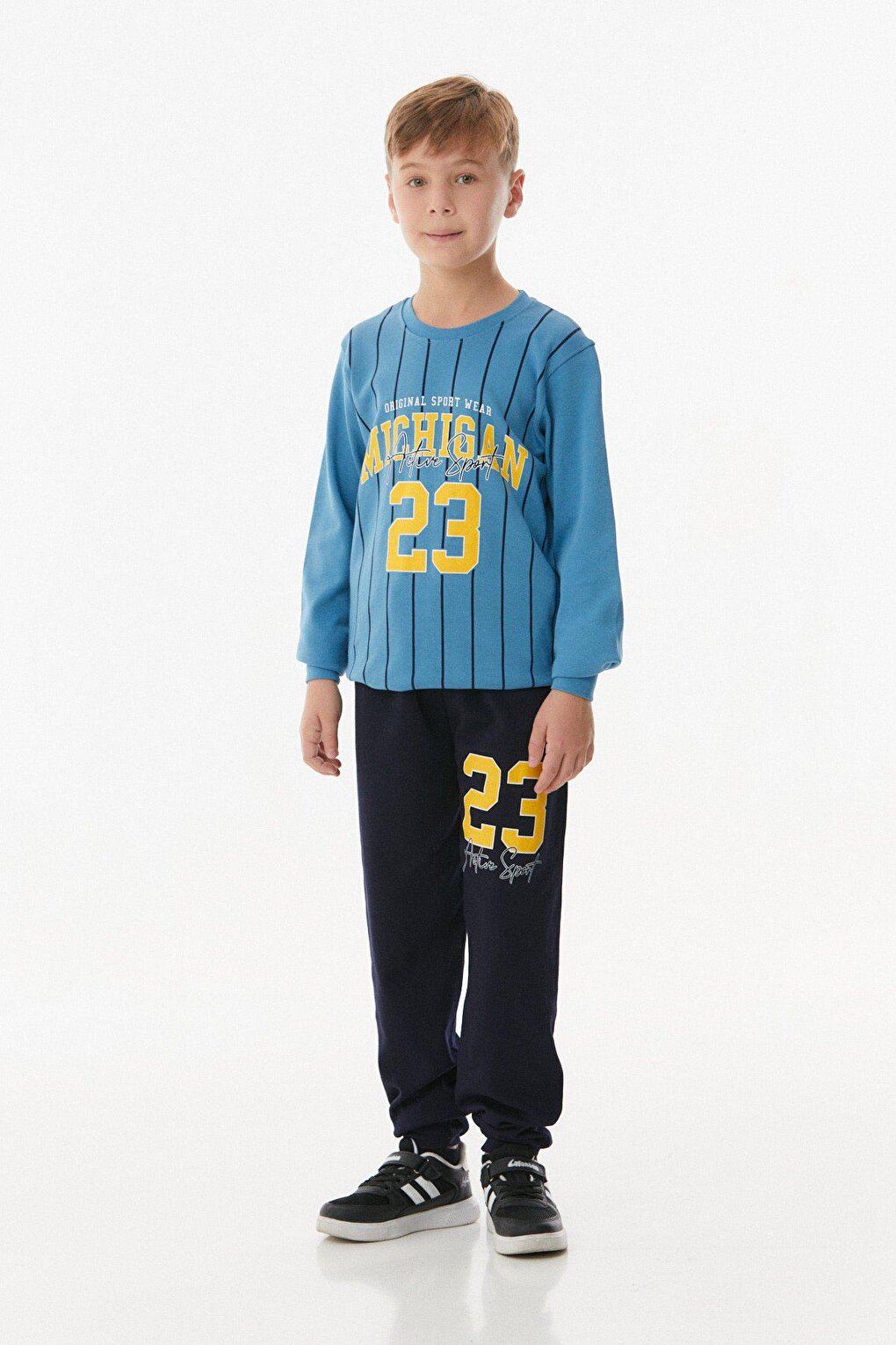 Printed Crew Neck Boy's Pajama Set