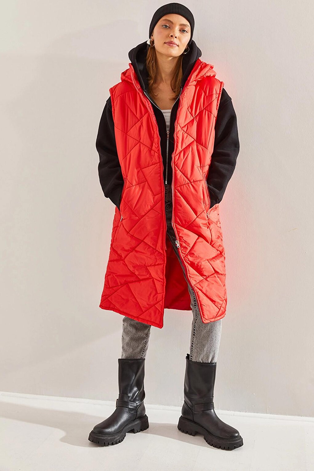 Women's Hooded Long Puffer Vest