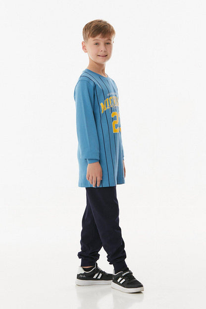 Printed Crew Neck Boy's Pajama Set