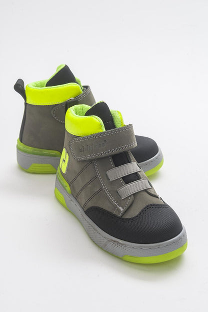 Boy's Gray Genuine Leather Anatomical Sneaker Boots