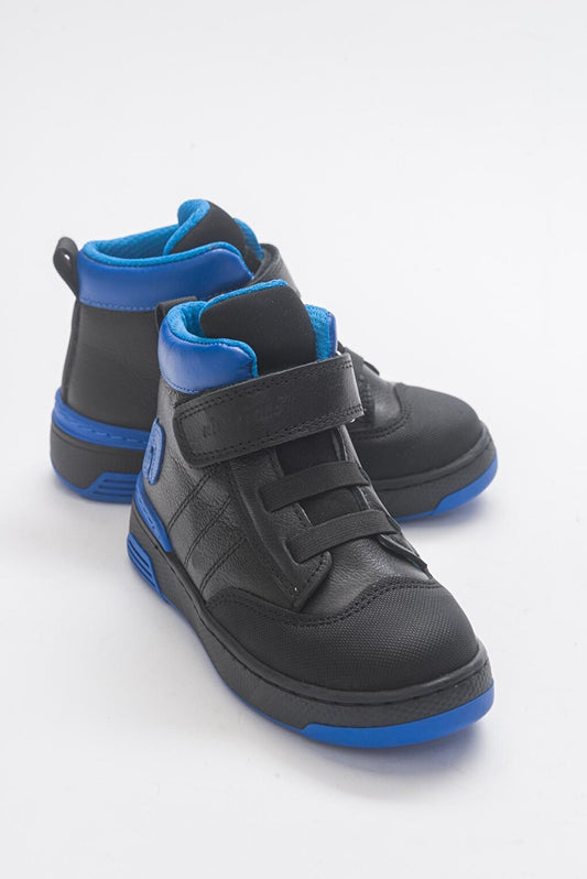 Boy's Black Genuine Leather Anatomical Sneaker Boots