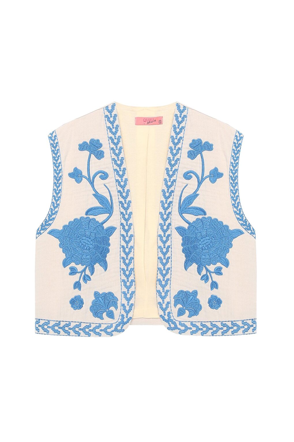 Embroidery Detailed Vest Beige