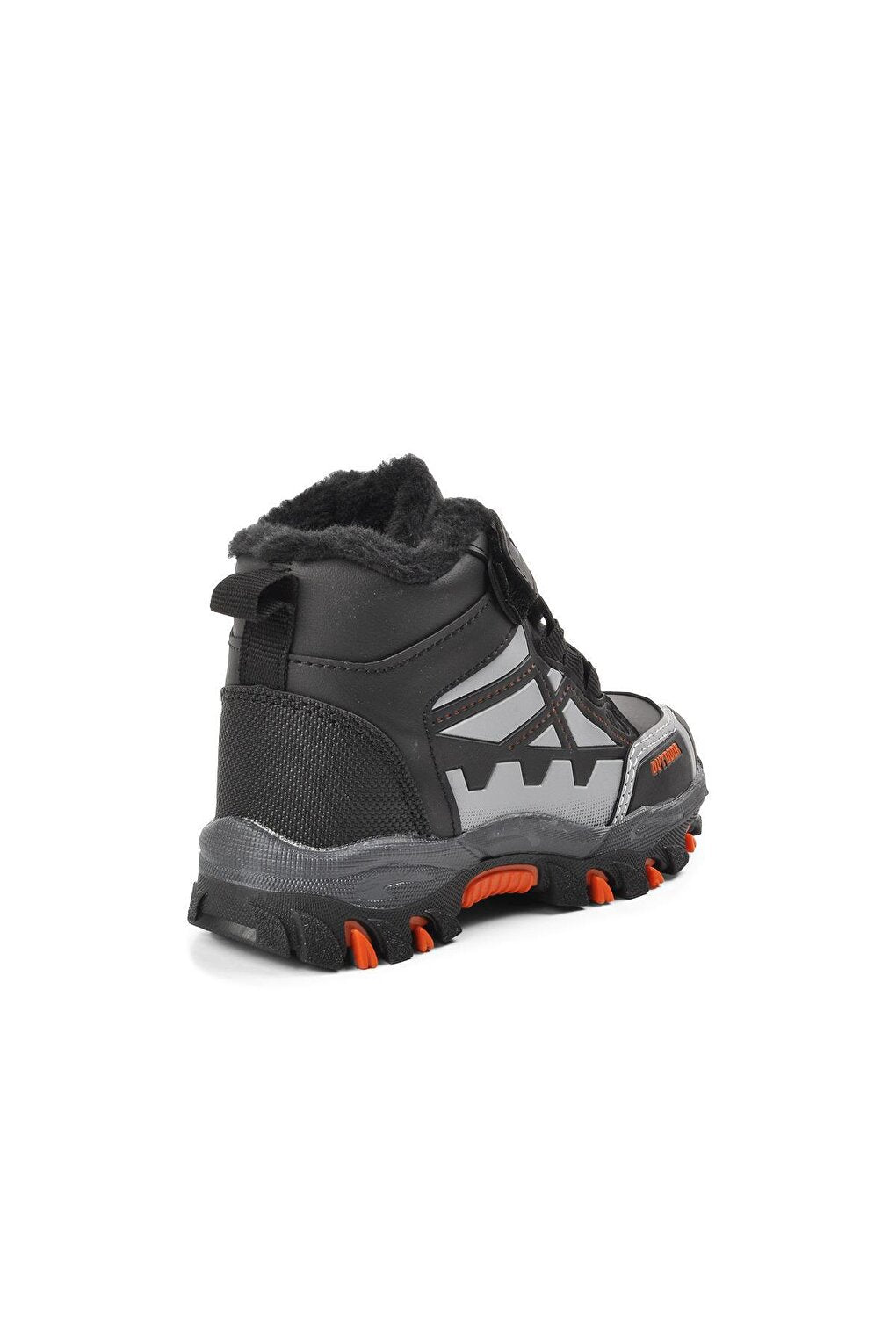 717-P Black-Orange Shearling Water Repellent Children's Outdoor Boots