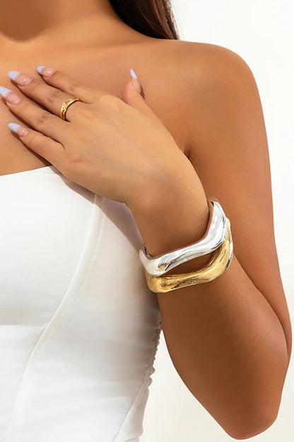 Molted Metal Thick Handcuff Bracelet Pack of 2