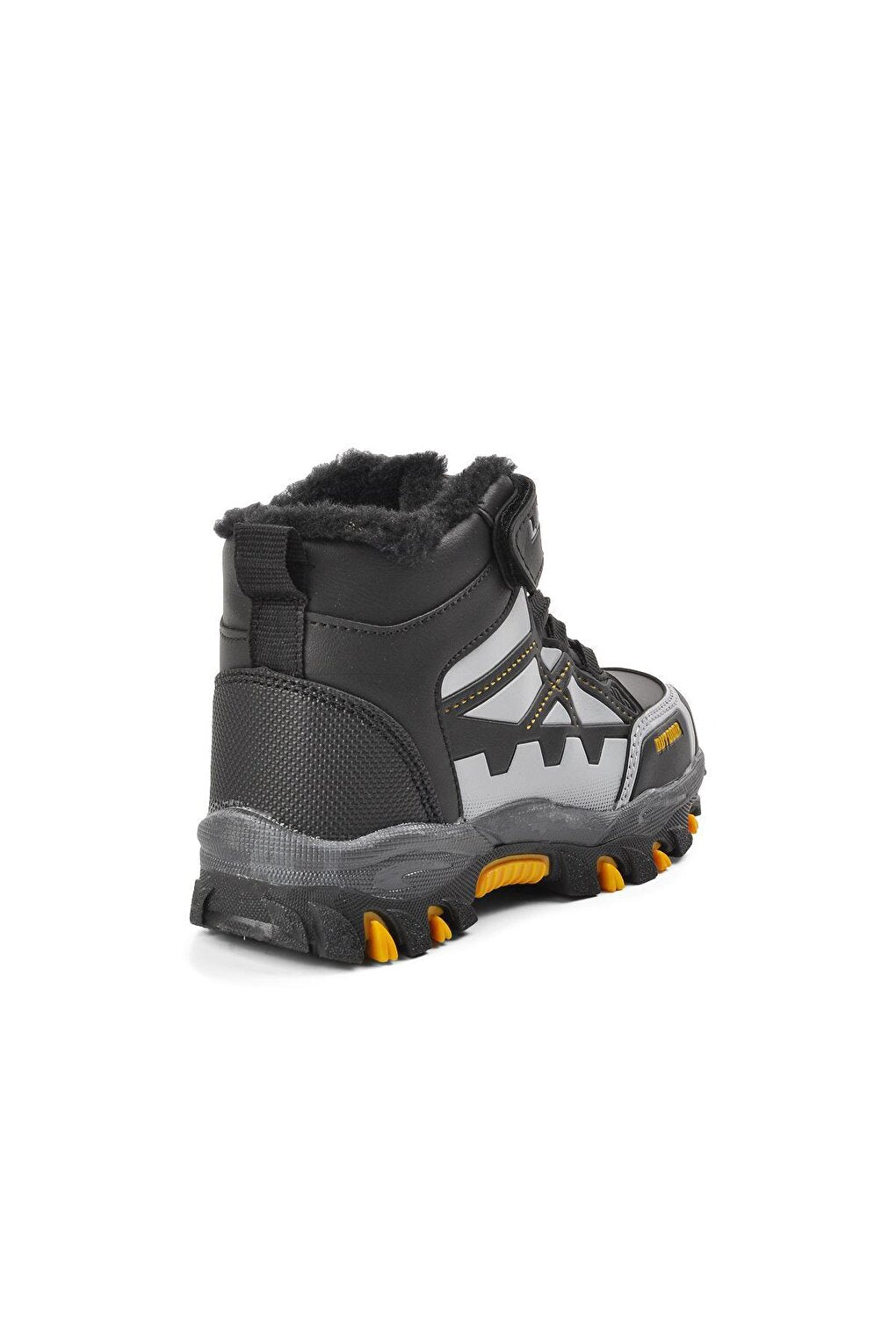 717-P Black-Yellow Shearling Water Repellent Children's Outdoor Boots