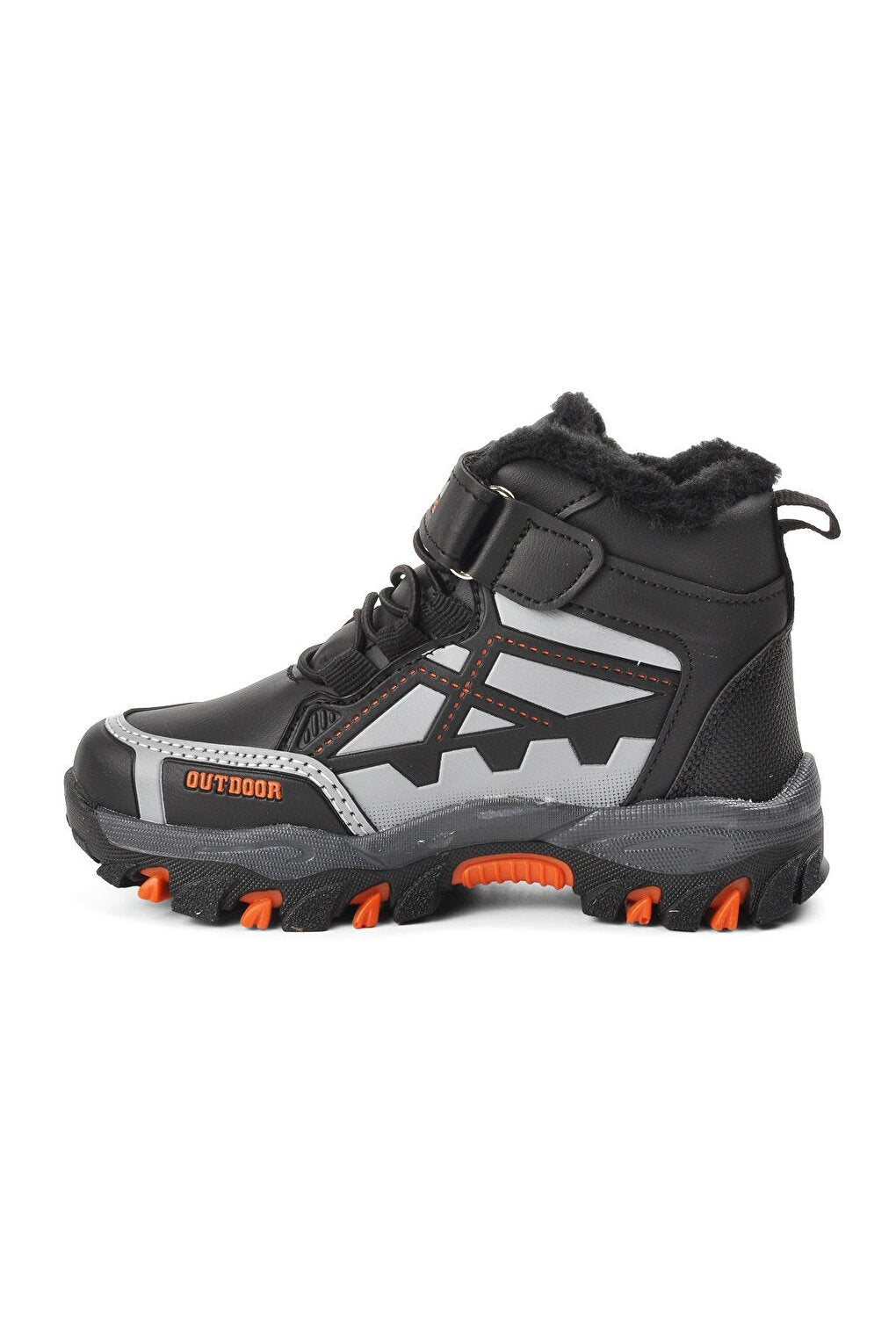 717-F Black-Orange Shearling Water Repellent Children's Outdoor Boots