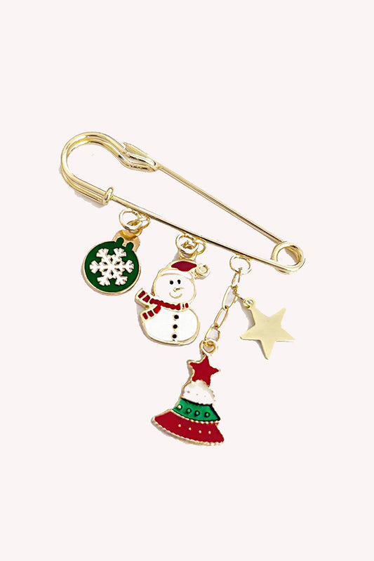 Christmas Winter Magic Charm Dangling Scottish Lapel Pin Brooch