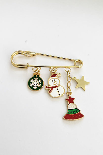 Christmas Winter Magic Charm Dangling Scottish Lapel Pin Brooch