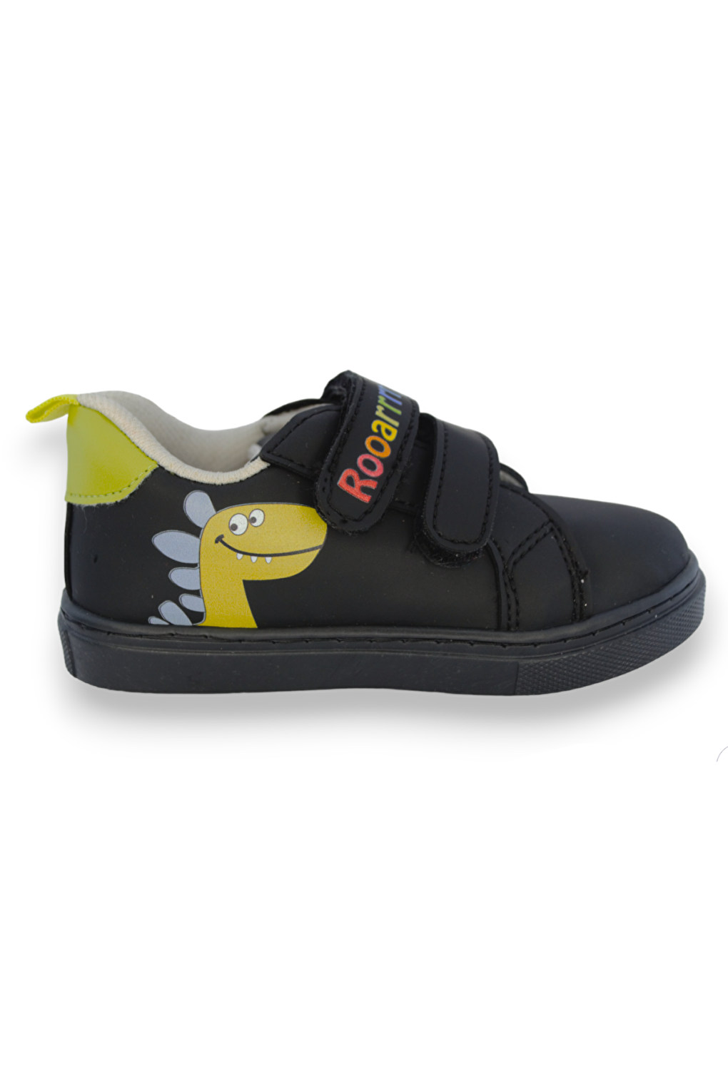 Dinosaur Printed Black Velcro Boy's Sports Shoes-S-1006