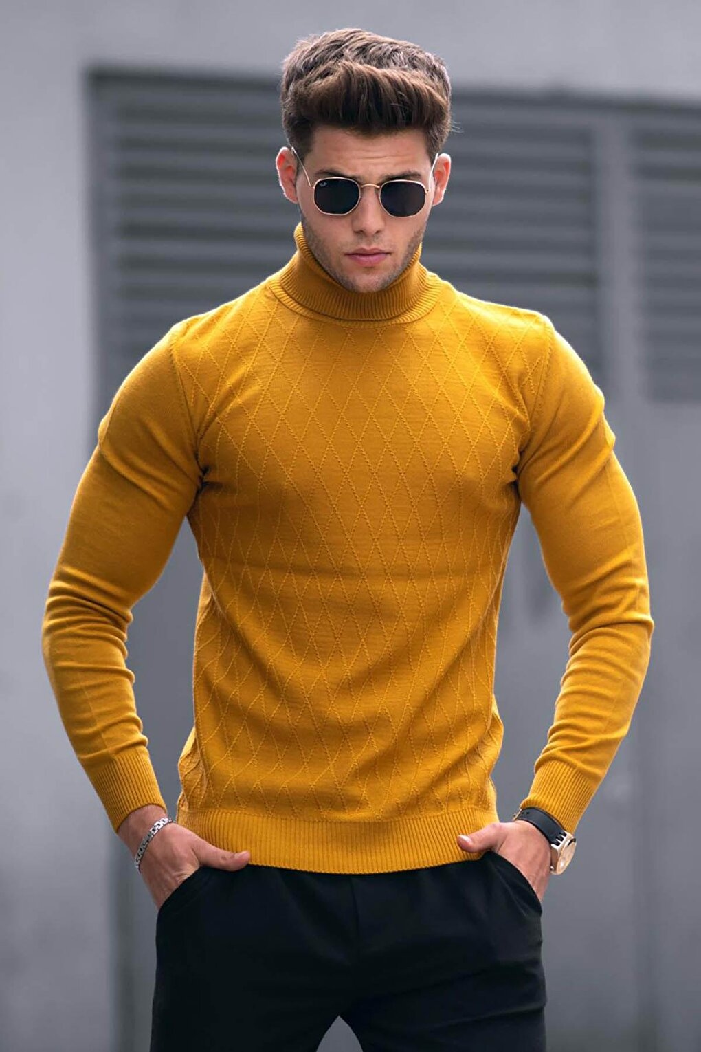 Mustard Turtleneck Sweater 4658