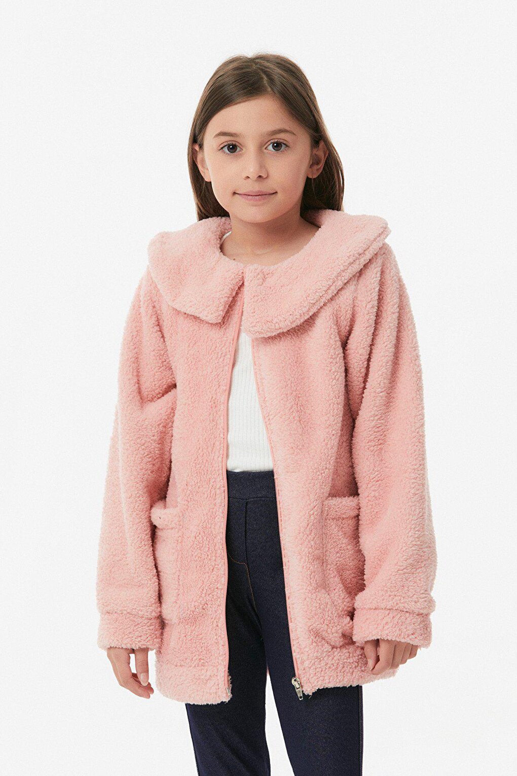 Zippered Girl's Plush Sweatshirt