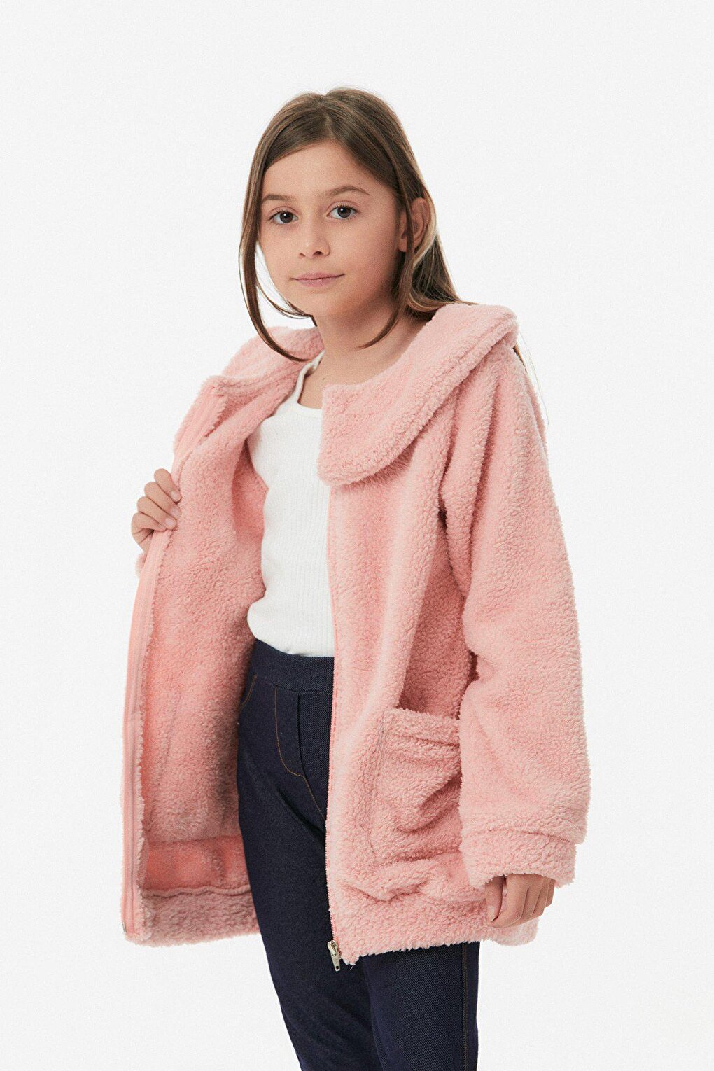 Zippered Girl's Plush Sweatshirt