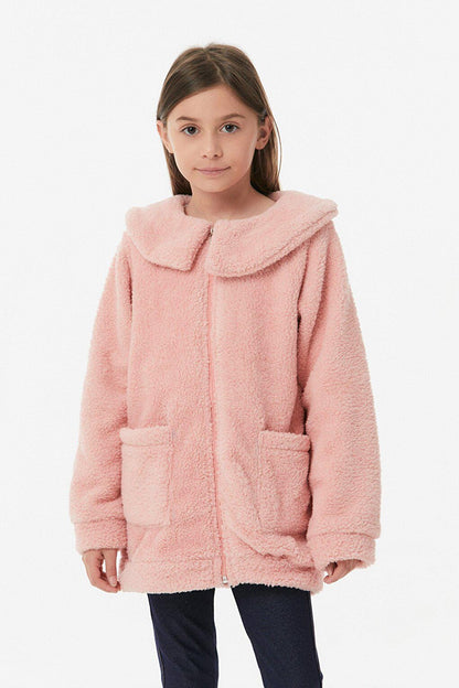 Zippered Girl's Plush Sweatshirt