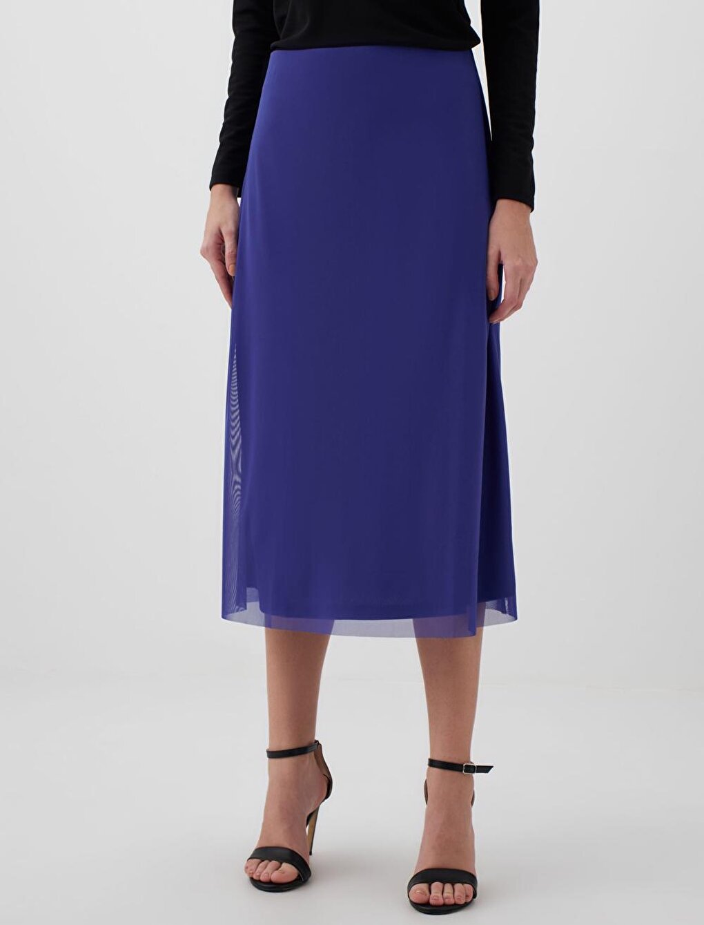 Cobalt Normal Waist Mesh Midi Dress