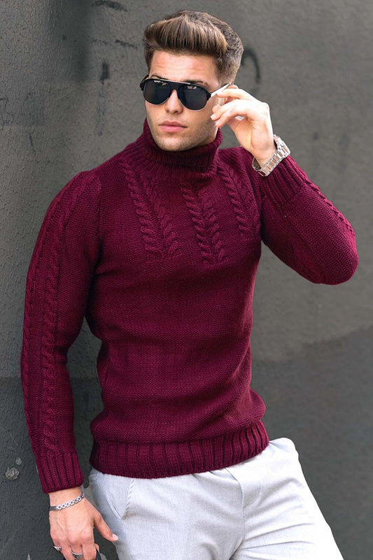 Claret Red Turtleneck Sweater 4367