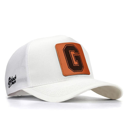 V1 Trucker G Letter - Unisex White Hat (Cap) with 3 Code Logo