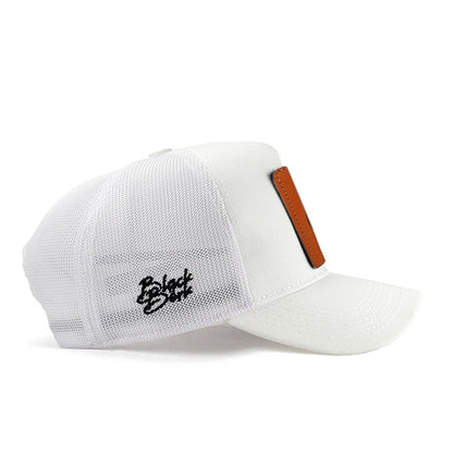 V1 Trucker Unisex White Hat (Cap) with O Letter - 3 Code Logo