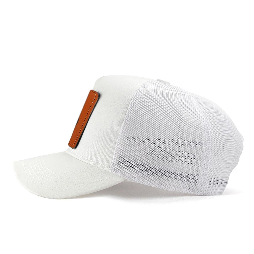 V1 Trucker G Letter - Unisex White Hat (Cap) with 3 Code Logo