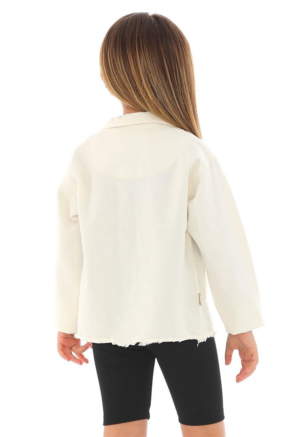 Girl's White Colored Pocket Buttoned Jacket