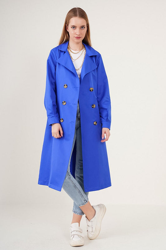 5853 Double Breasted Collar Trench Coat - Saks