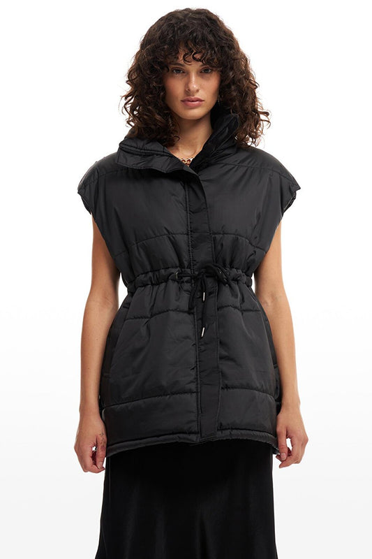 Oversize Puffer Vest with Pockets Black