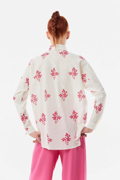 Floral Printed Double Pocket Linen Shirt