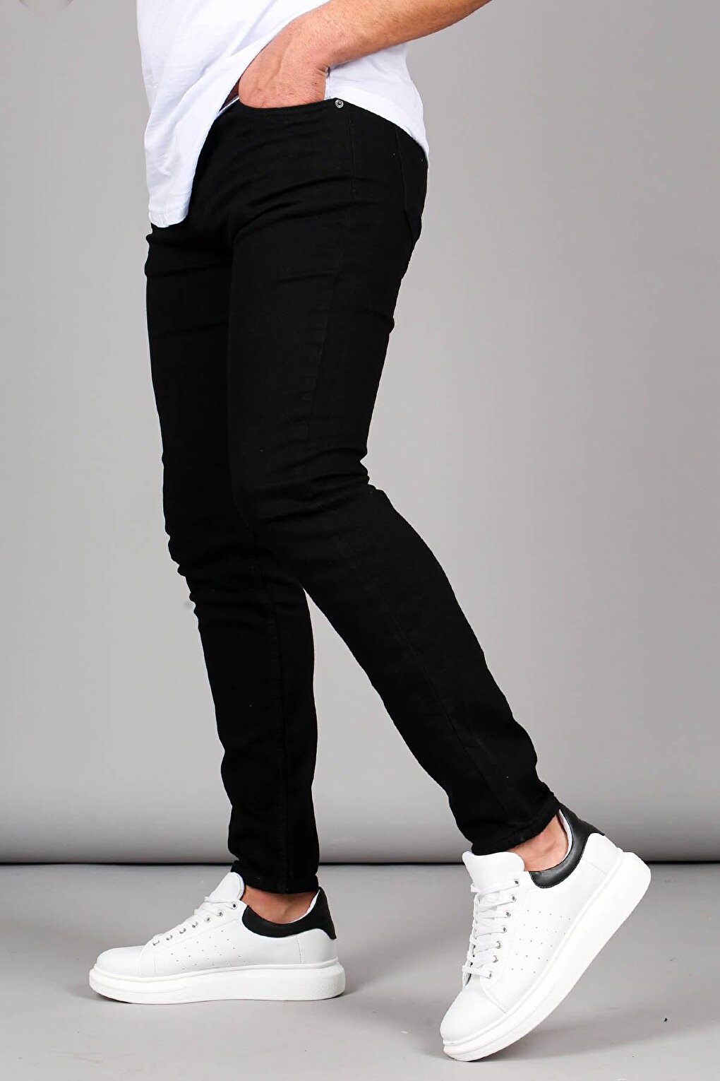 Black Lycra Skinny Fit Men's Jean Trousers 6302