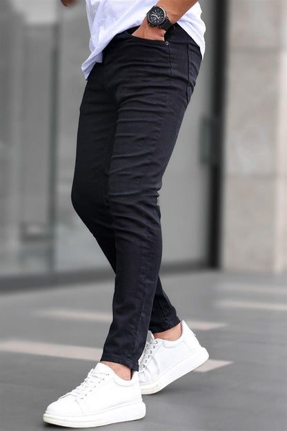 Black Lycra Skinny Fit Men's Jean Trousers 6302