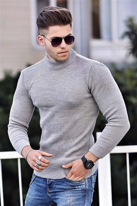 Half Fisherman Gray Sweater 4359