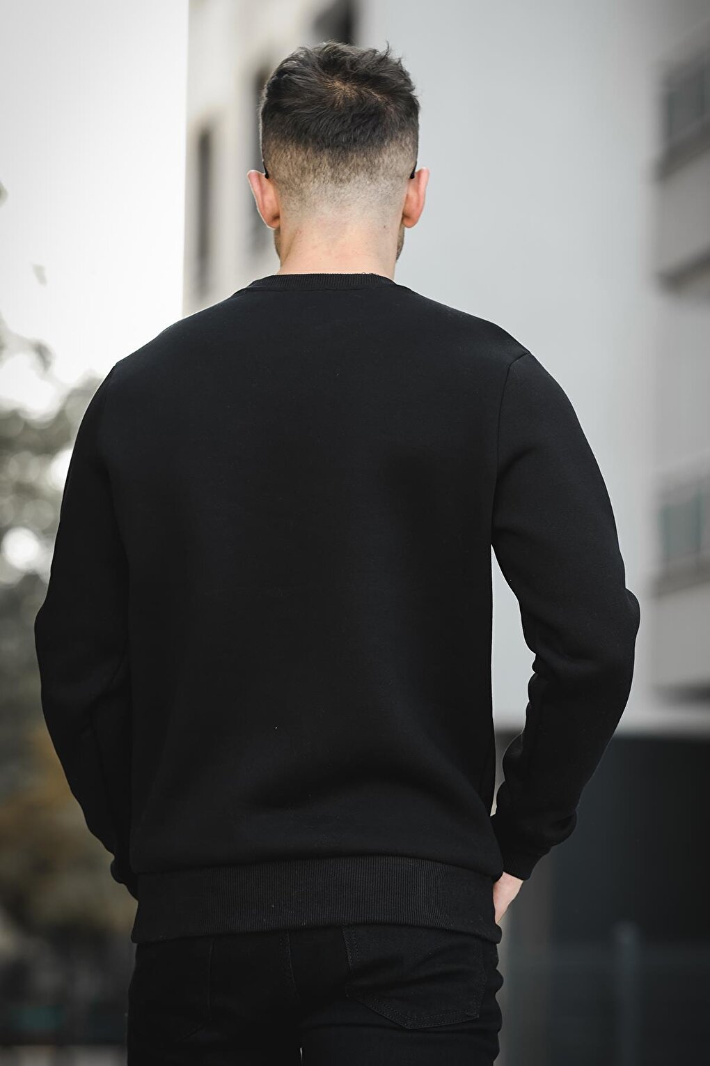 Three Thread Raised Embossed Printed Crew Neck Men's Sweatshirt