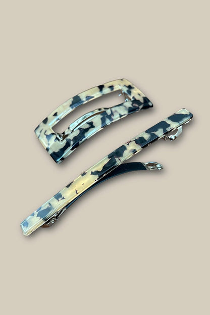 Luxury Acrylic Beige Tortoise Automatic Hair Clip Pack of 2