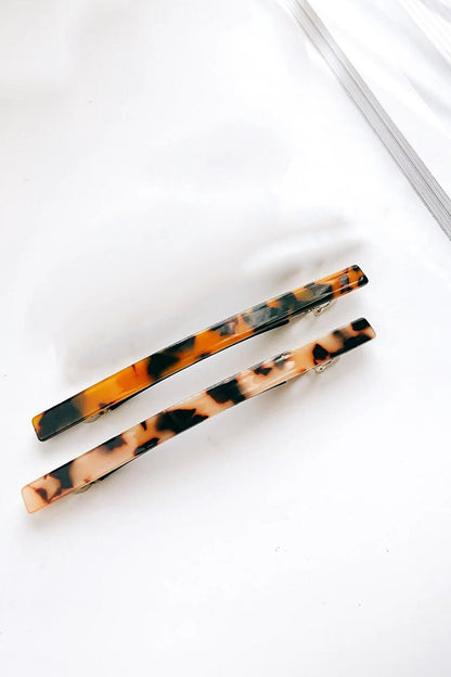 Plain Luxury Acrylic Tortoise Back Automatic Hair Clip Pack of 2