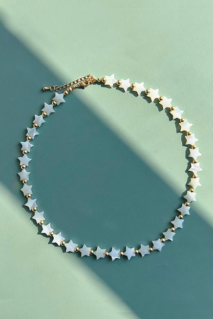 Mother of Pearl Star Bead Necklace