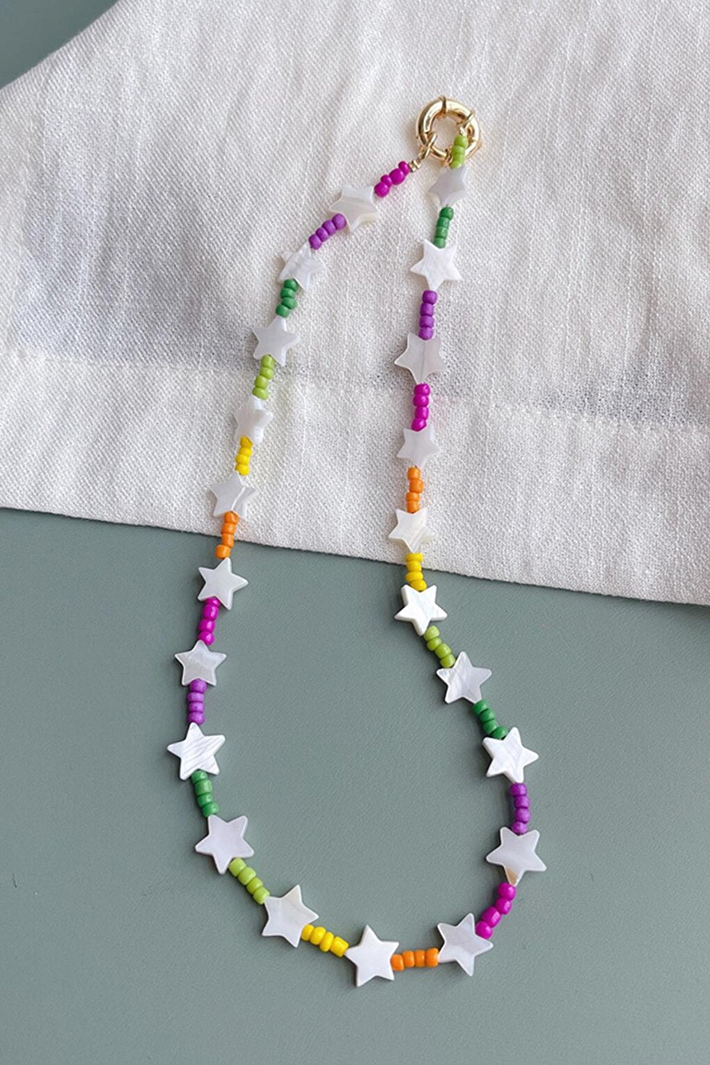 Mother of Pearl Star Bead Necklace