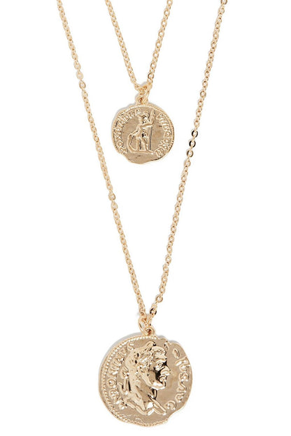 Long 2-Piece Necklace with Medallion Pendants