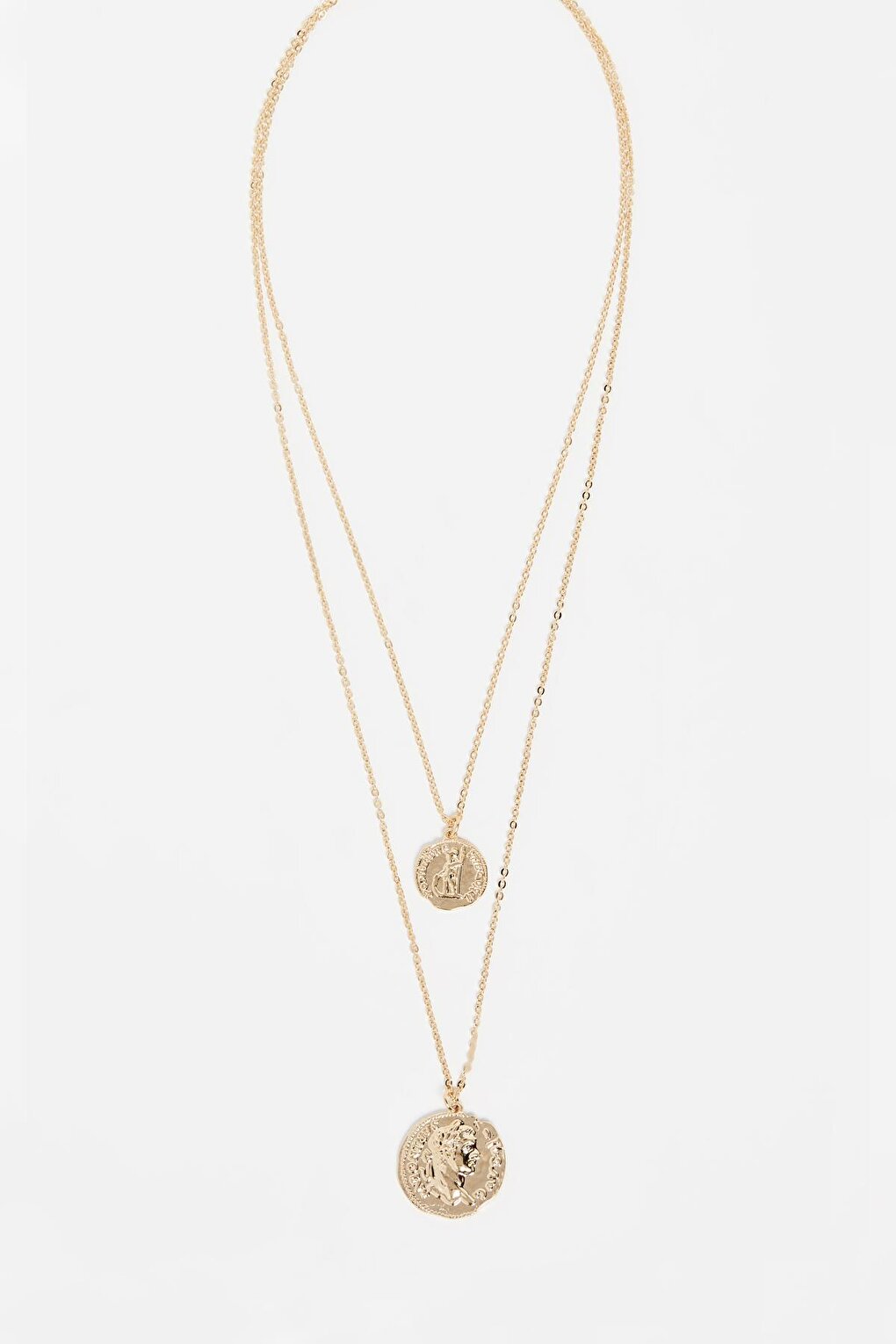 Long 2-Piece Necklace with Medallion Pendants